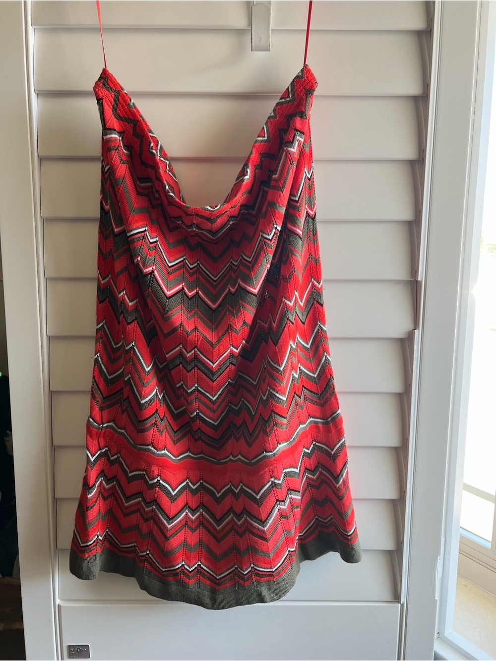 Cache orange light weight strapless top medium smoke free home orange/olive gree